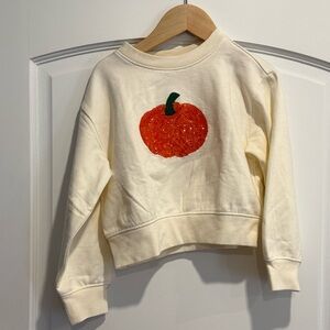 NWOT Crewcuts Kids Cream Sweatshirt with Sequin Pumpkin size XS (4-5)